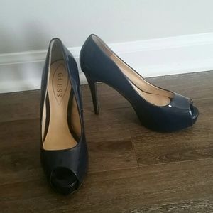 Guess Navy Patent leather Peep-toes